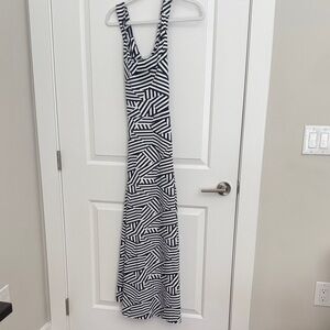 Pact Navy and White Geometric Maxi Dress